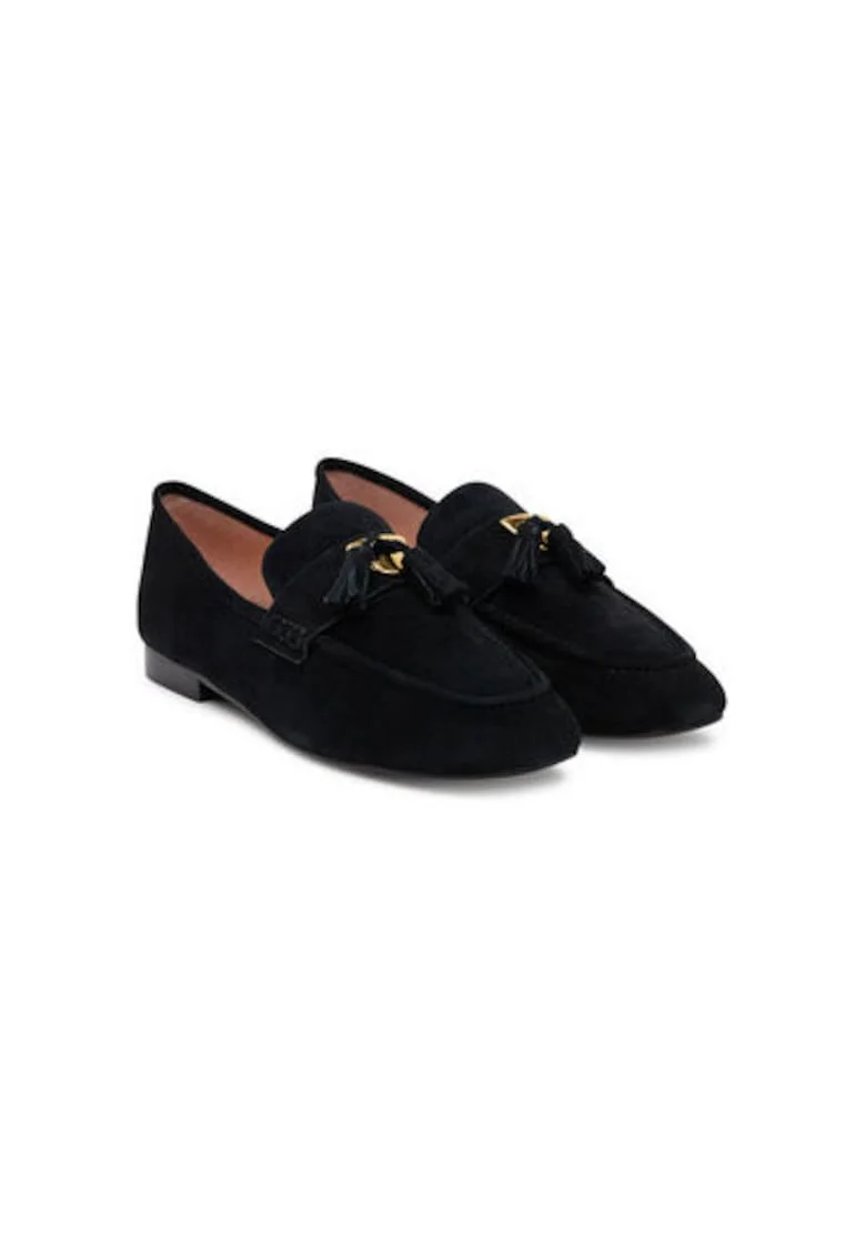 Mocasini dama  NF1 16 01 01 001, Piele naturala, Negru, Negru