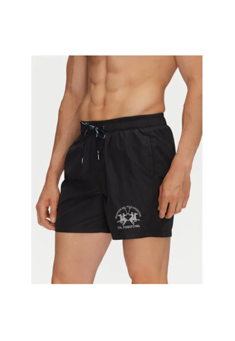 Pantaloni scurti de baie barbati  PL115, Poliester, Negru, Negru