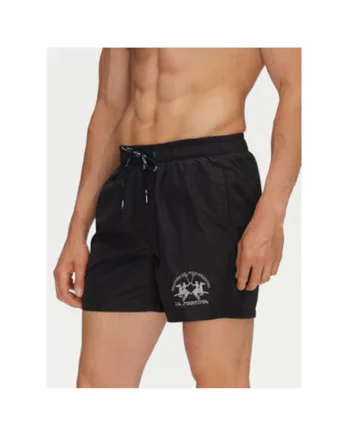 Pantaloni scurti de baie barbati  PL115, Poliester, Negru, Negru