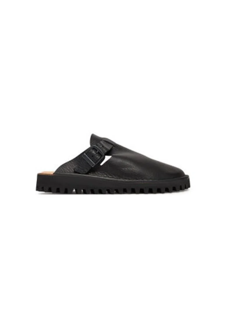 Slapi unisex  S100, Piele naturala, Negru, Negru