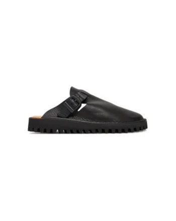 Slapi unisex  S100, Piele naturala, Negru, Negru
