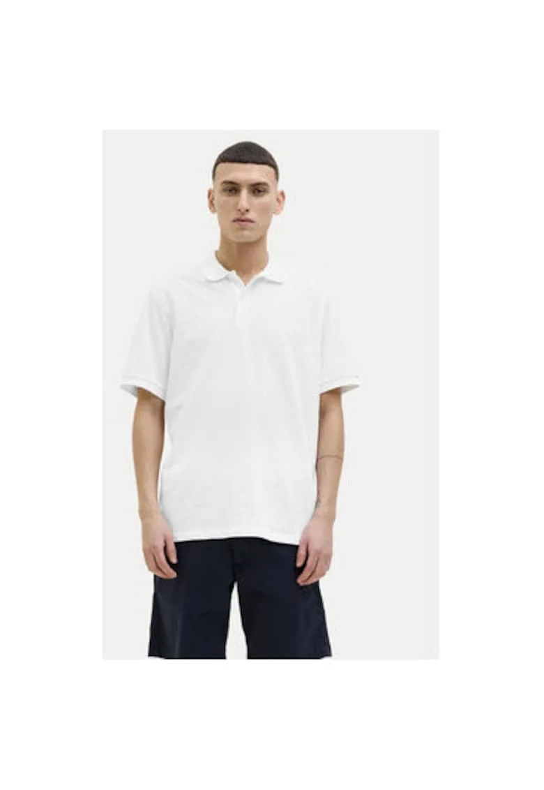 Tricou polo barbati Jack Jones, 12270150, Bumbac/Poliester, Alb, Alb