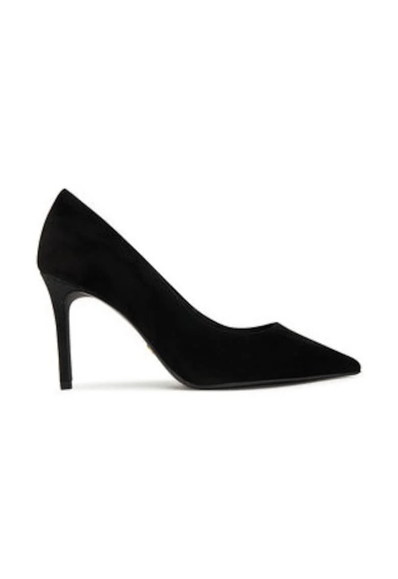 Pantofi dama,  toc inalt, piele naturala, negru,