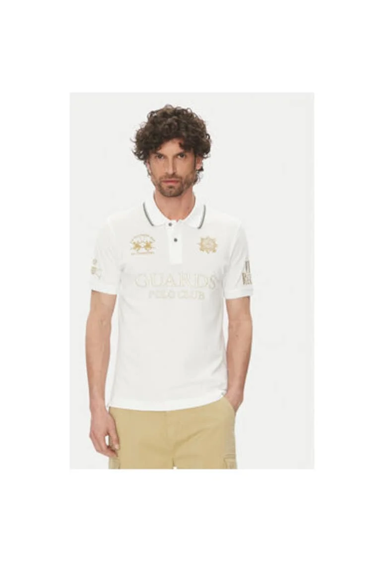 Tricou polo barbati  PK097, Bumbac, Alb, Alb