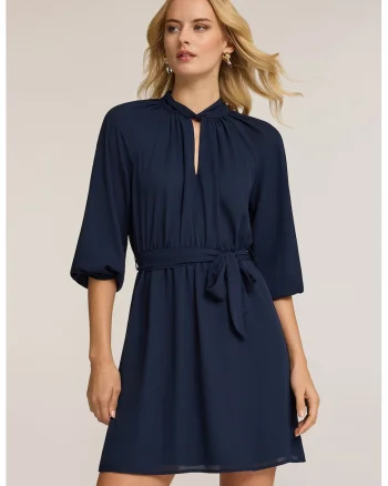 Rochie scurta cu maneci medii, Bleumarin