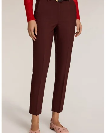 Pantaloni crop cu talie inalta, Maro
