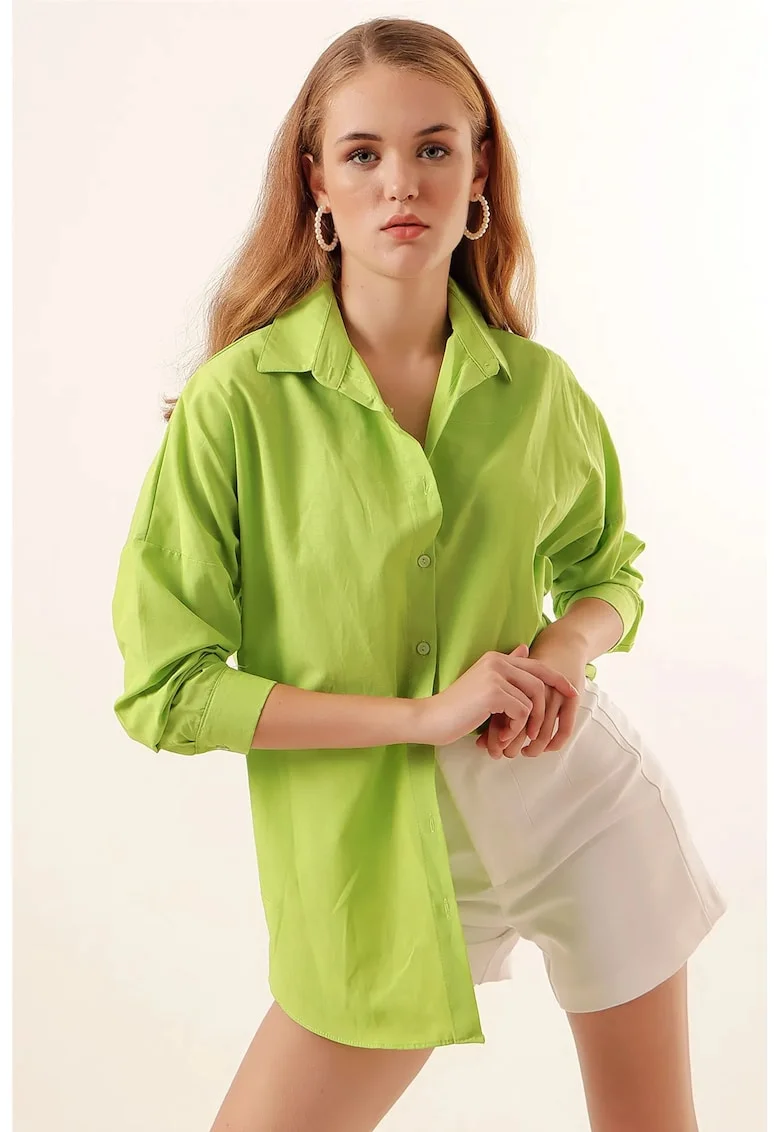 Camasa supradimensionata, HiCCUP, maneca lunga, Verde lime