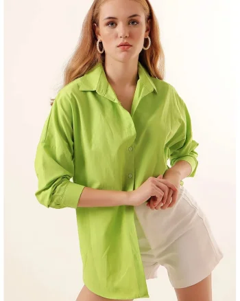 Camasa supradimensionata, HiCCUP, maneca lunga, Verde lime