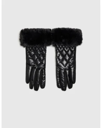 Manusi matlasate  negre, one size, din poliester