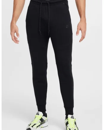 Pantaloni de trening din amestec de bumbac cu talie ajustabilia, Negru