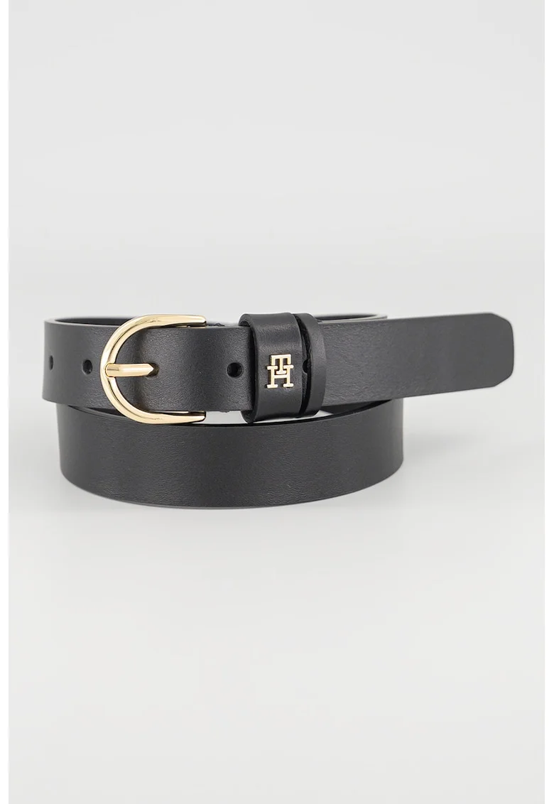 Curea de piele cu detaliu logo Essential, Negru