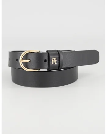 Curea de piele cu detaliu logo Essential, Negru