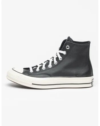 Tenisi unisex high-top din piele, Negru/Alb murdar
