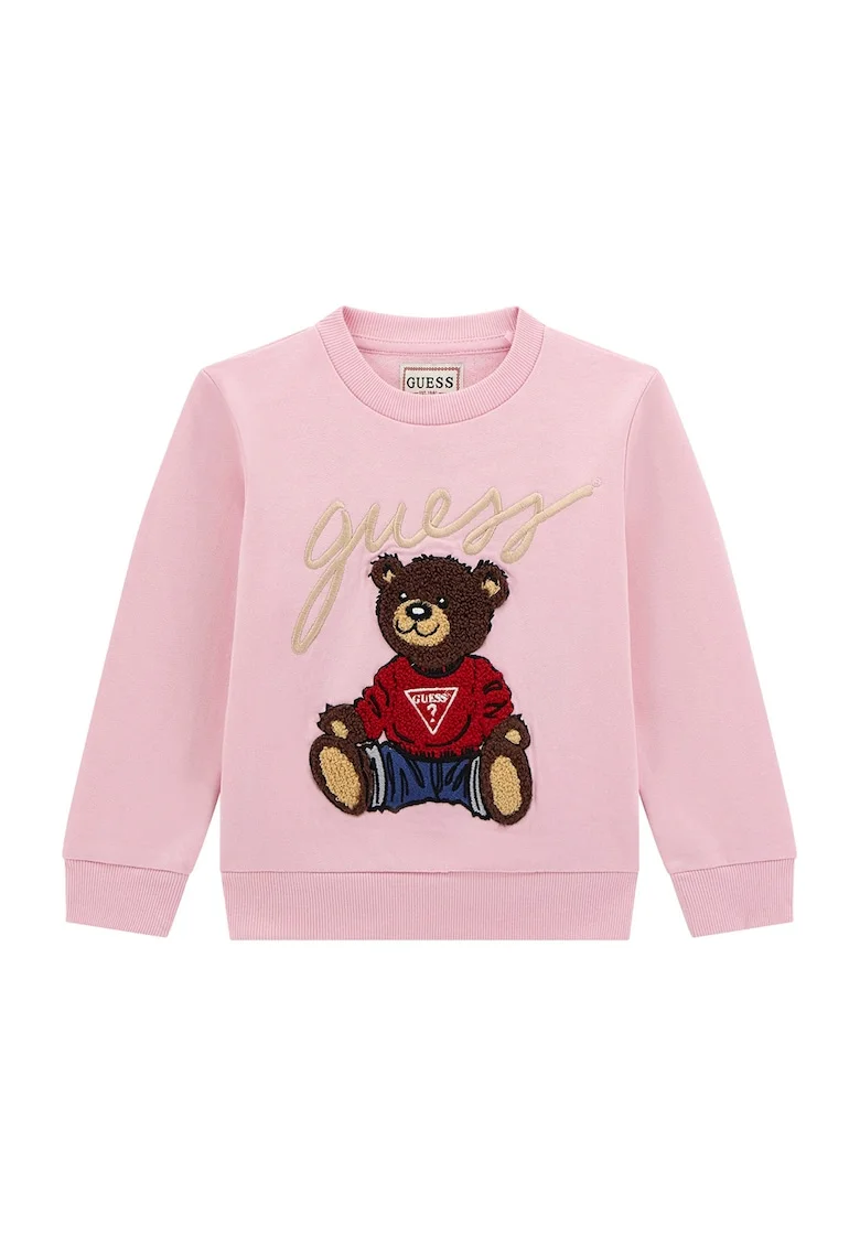 Bluza de trening din bumbac cu logo aplicat, Rosu/Maro/Roz pastel