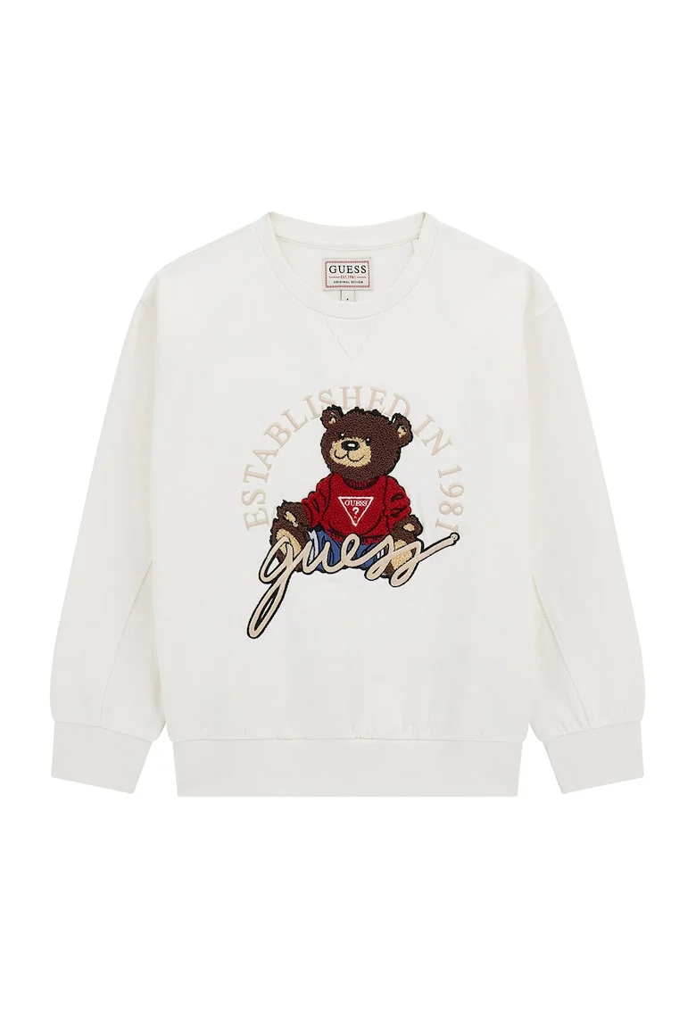 Bluza de trening cu logo aplicat, Rosu/Alb/Maro