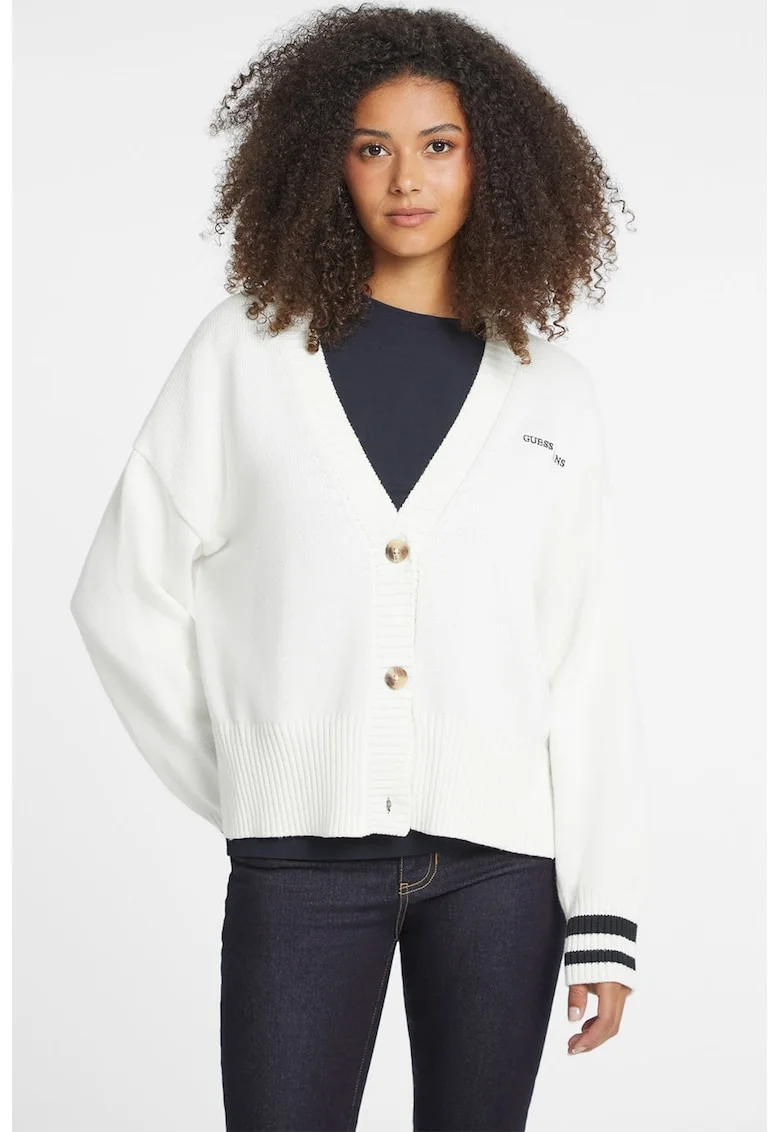 Cardigan lejer cu maneci cazute, Alb optic