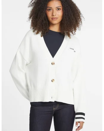 Cardigan lejer cu maneci cazute, Alb optic