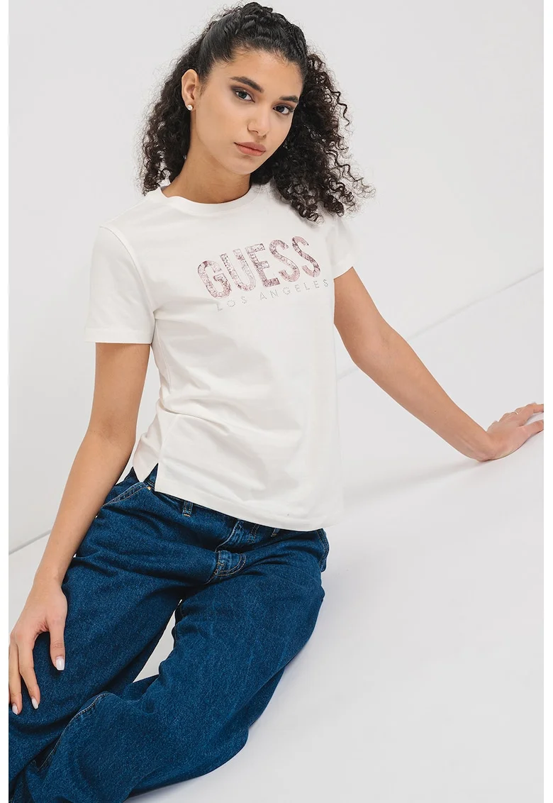 Tricou cu logo, Alb murdar