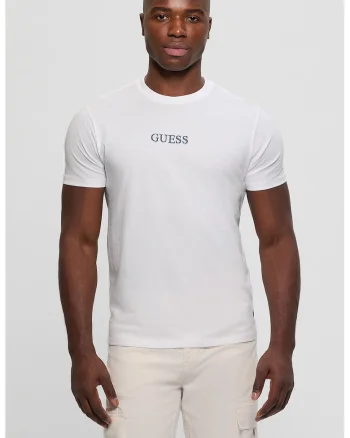 Tricou cu decolteu la baza gatului si imprimeu, Alb/Albastru