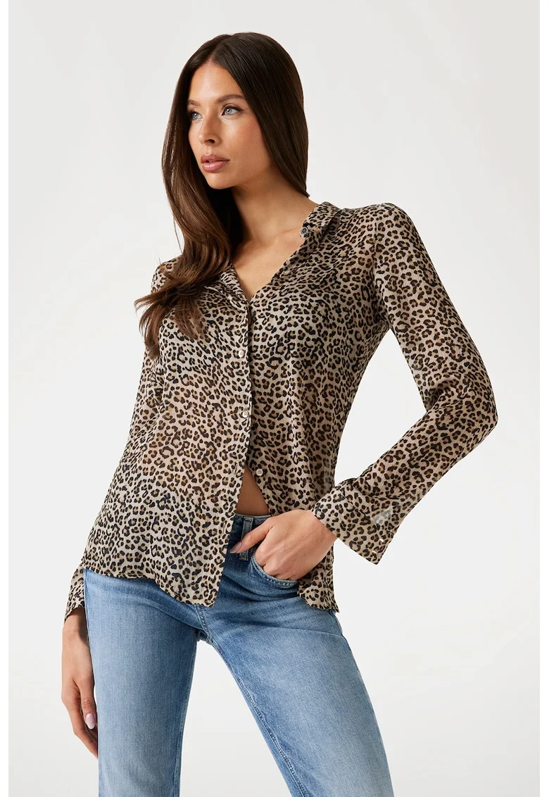 Camasa slim fit cu animal print