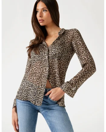 Camasa slim fit cu animal print