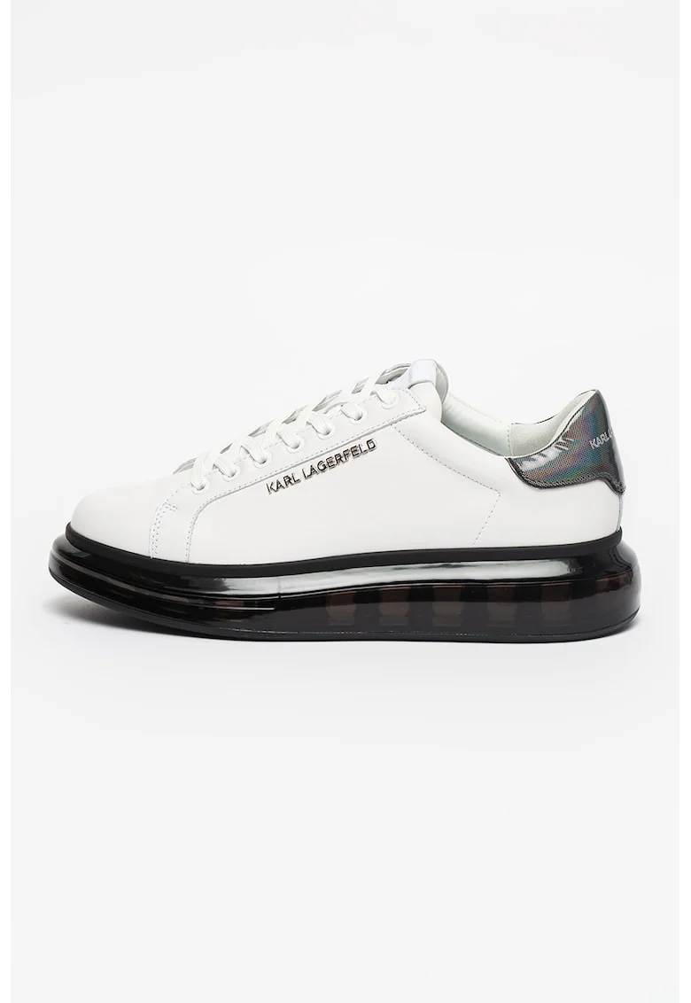 Pantofi sport de piele cu detalii logo Kapri, Alb/Negru