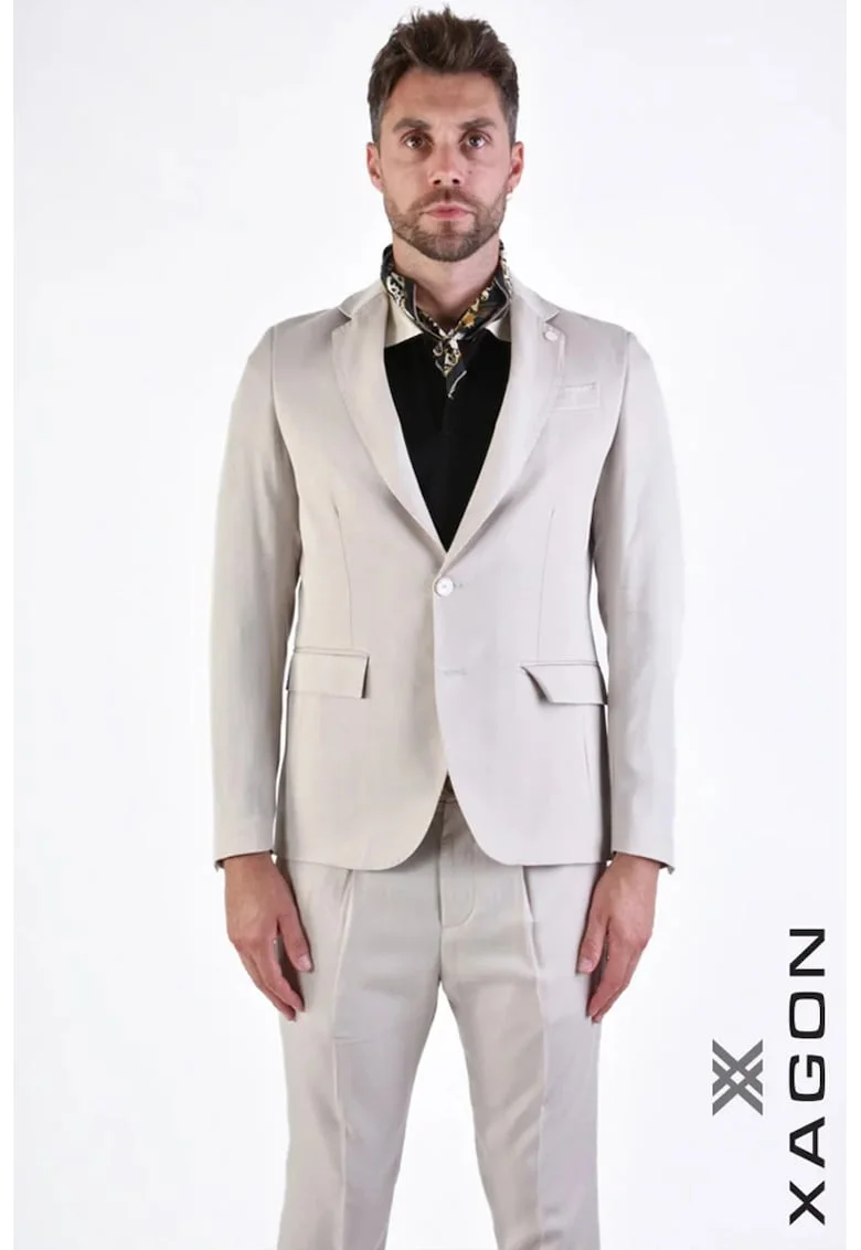 Sacou slim fit, cu inchidere la un singur rand de nasturi, Bej
