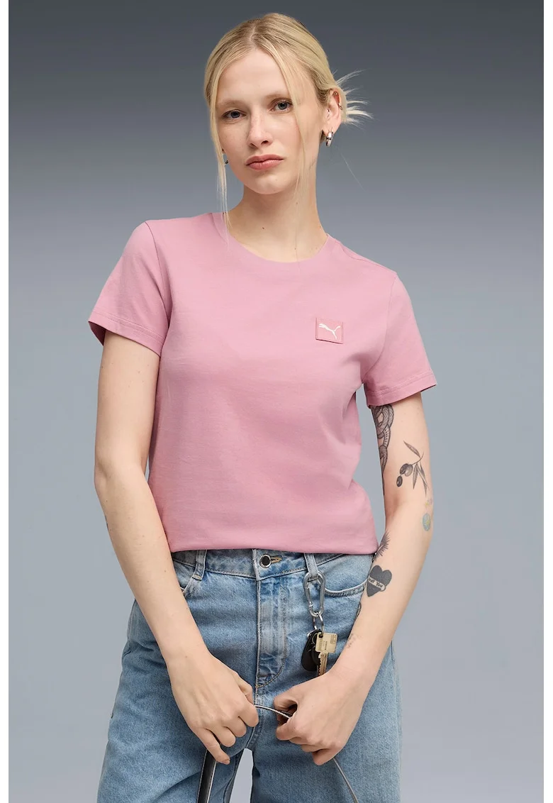 Tricou regular fit din amestec de bumbac, Roz prafuit