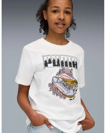 Tricou cu logo si imprimeu grafic, Alb/Gri deschis/Roz