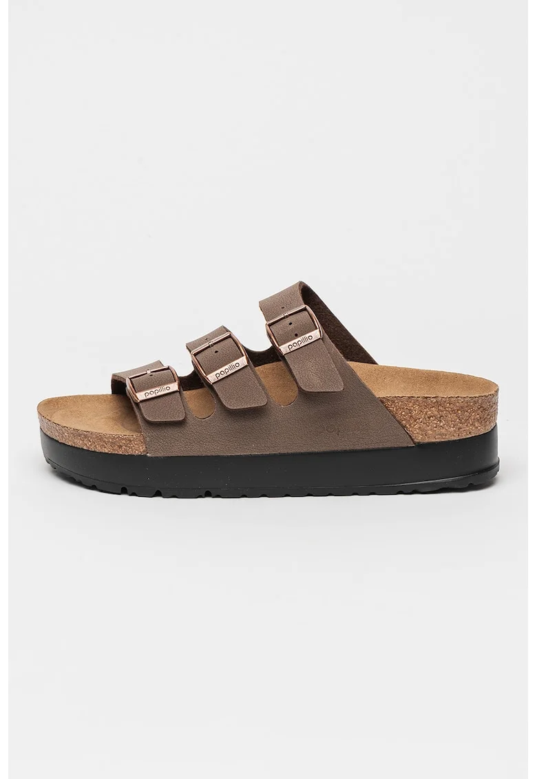 Papuci faltform de piele Florida III, Maro/Maro taupe