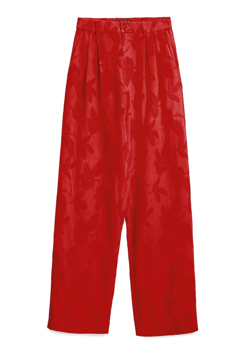 Pantaloni dama  25SWPW33, Bumbac/Viscoza, 46797, Rosu