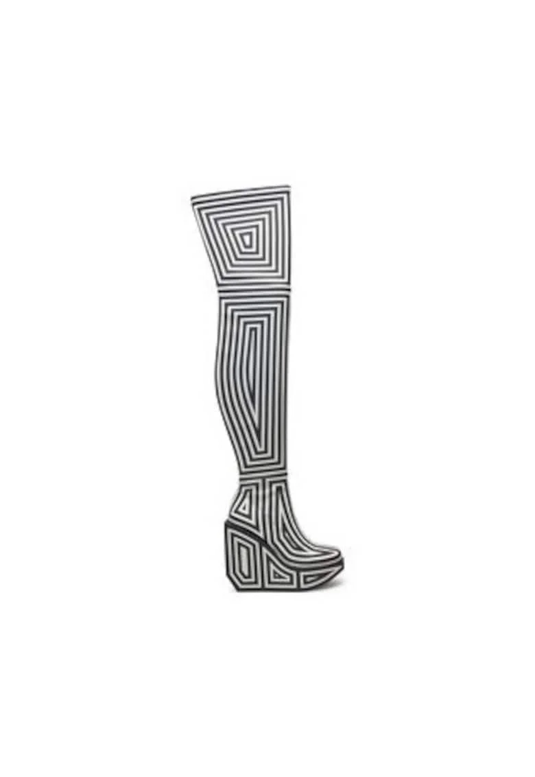 Cizme dama  Wa Long Boot Hi, piele naturala, Alb/Gri