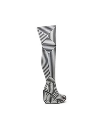 Cizme dama  Wa Long Boot Hi, piele naturala, Alb/Gri