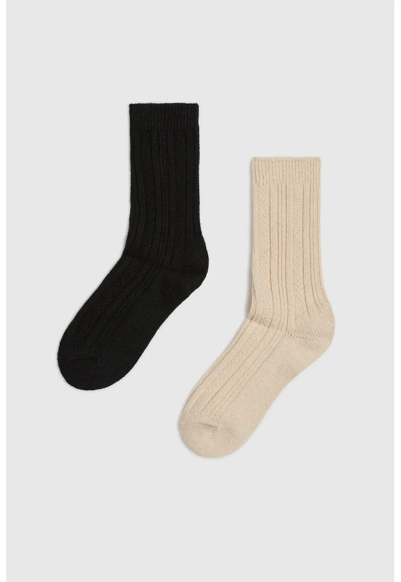 Pachet de 2 sosete lungi  bej si negru, 37-40