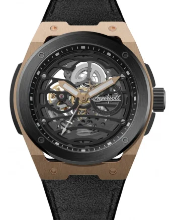 Ceas pentru bărbați  I15202, negru, tip skeleton, curea din material, automatic