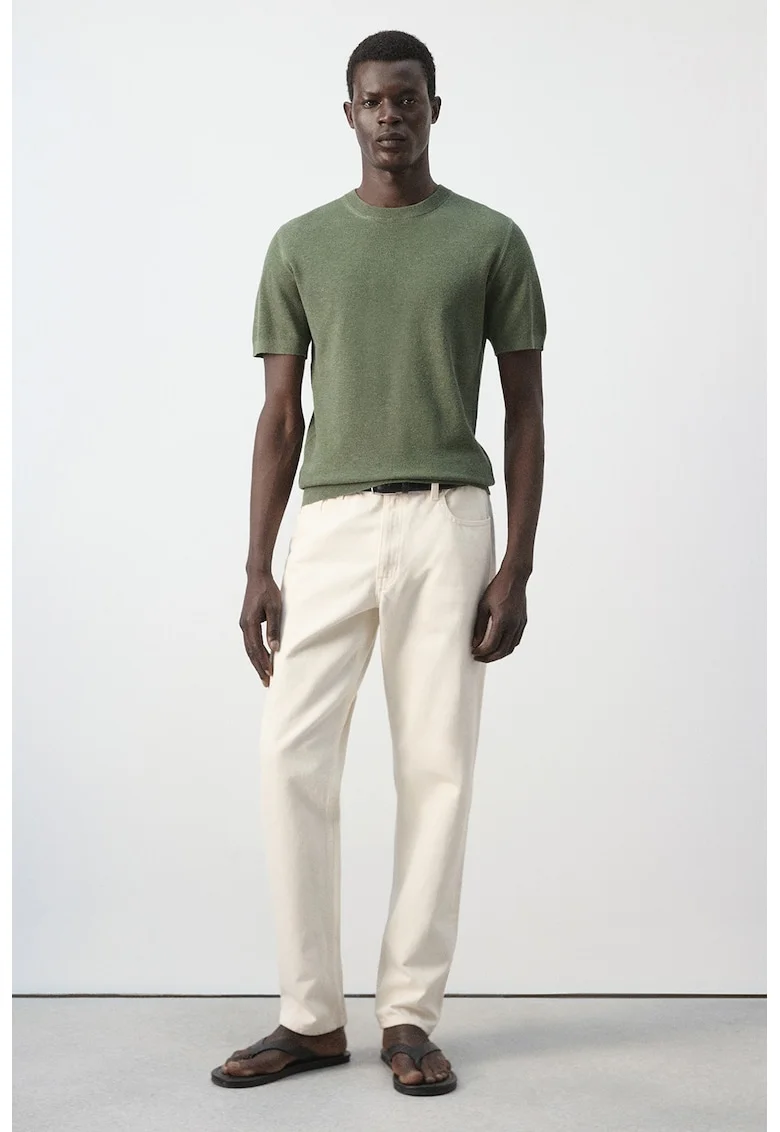 Tricou regular fit din amestec de bumbac, Verde padure