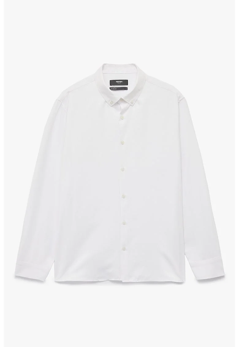 Camasa slim-fit cu model uni, Alb