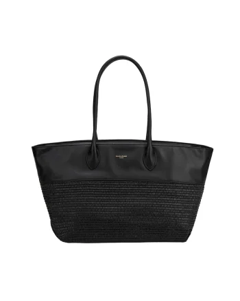 Geanta shopper cu insertie cu aspect tesut Valoria Plus, Negru