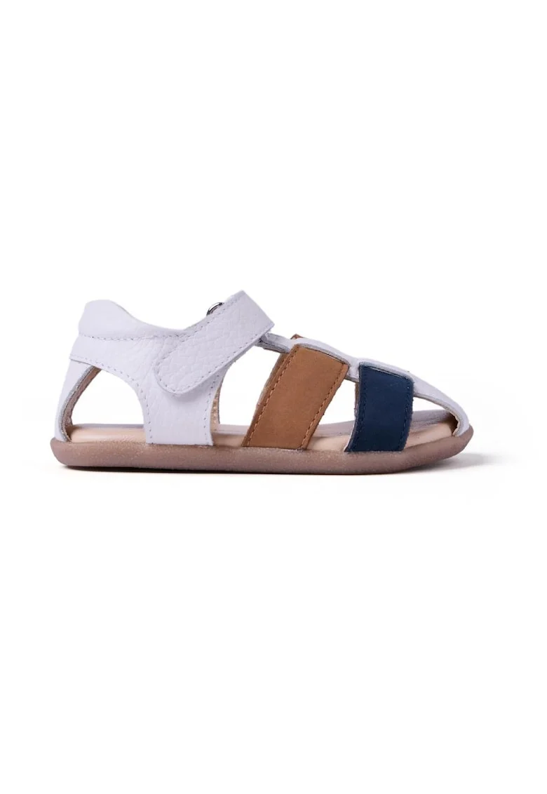 Sandale din piele cu inchidere velcro Morley, Alb