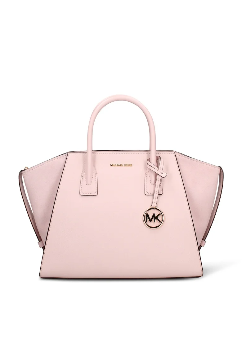Geanta shopper de piele Solara Lux, Roz pastel
