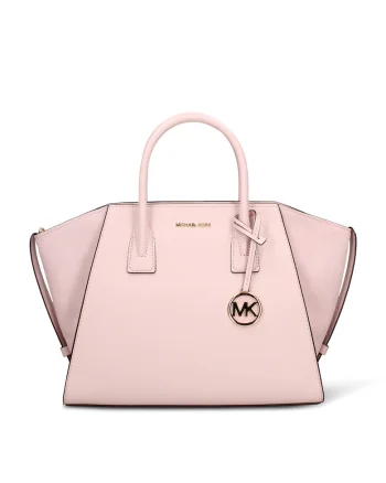 Geanta shopper de piele Solara Lux, Roz pastel