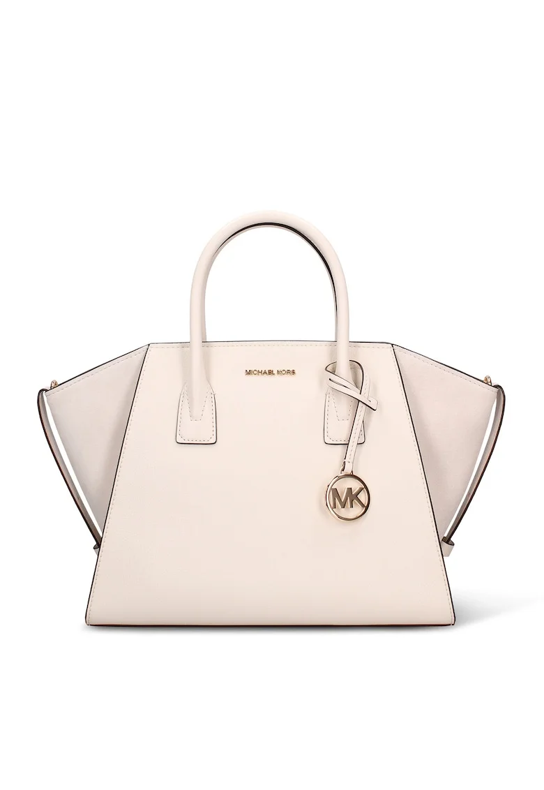 Geanta shopper de piele Solara Lux, Alb