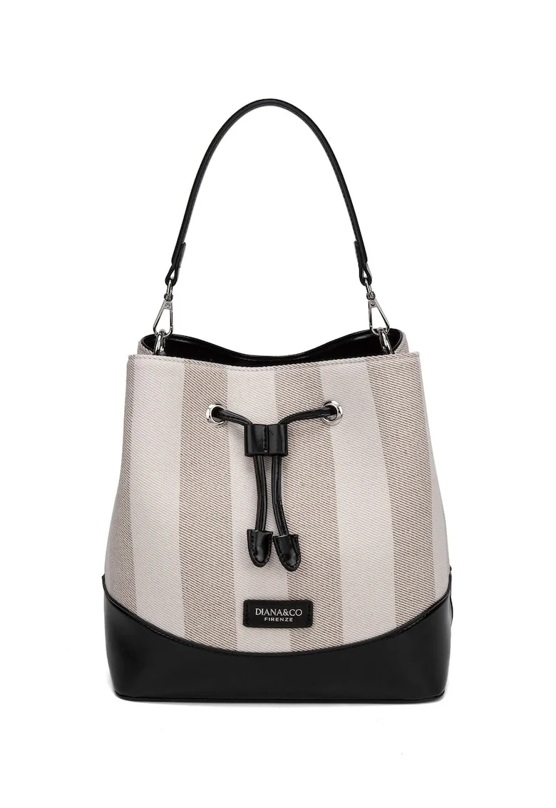 Geanta bucket de piele ecologica Eulalia Lux, Negru/Gri