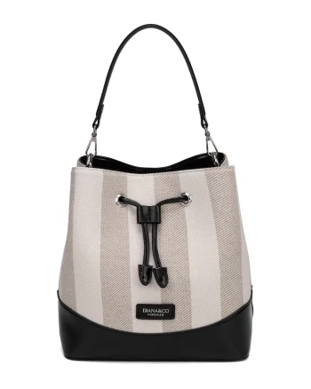 Geanta bucket de piele ecologica Eulalia Lux, Negru/Gri