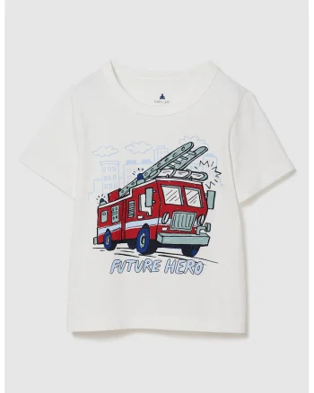 Tricou din bumbac cu decolteu la baza gatului, Alb optic