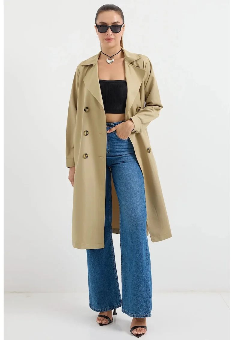Palton dama,  lung, bej, textil