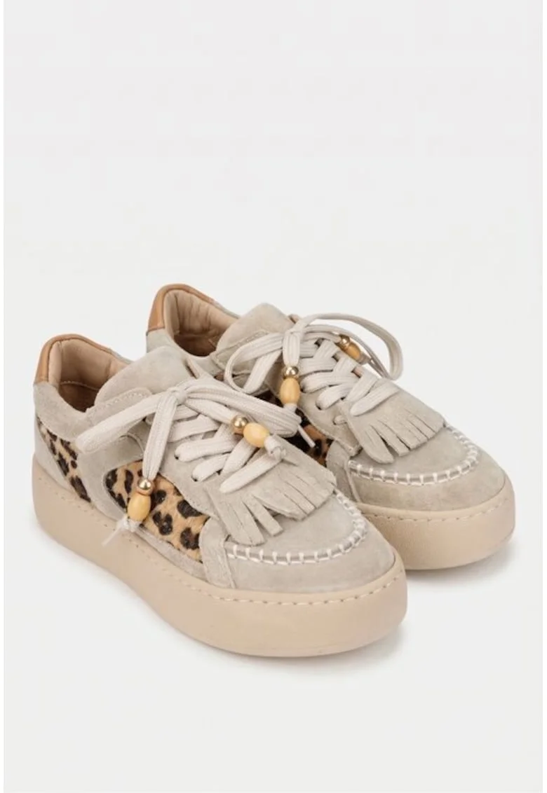Pantofi dama NUR piele intoarsa, Bej