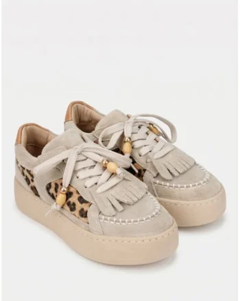 Pantofi dama NUR piele intoarsa, Bej