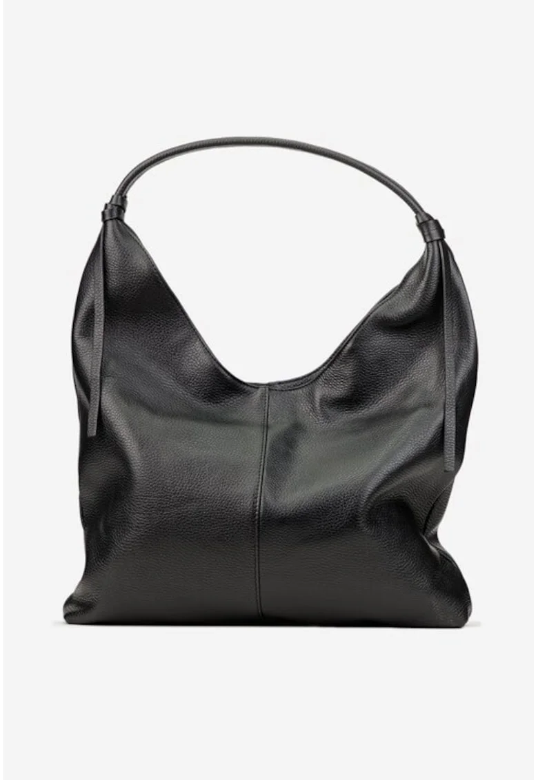Geanta dama din piele texturata neagra