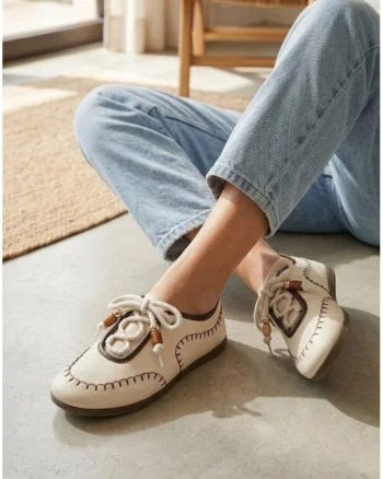 Pantofi dama din piele naturala, Bej